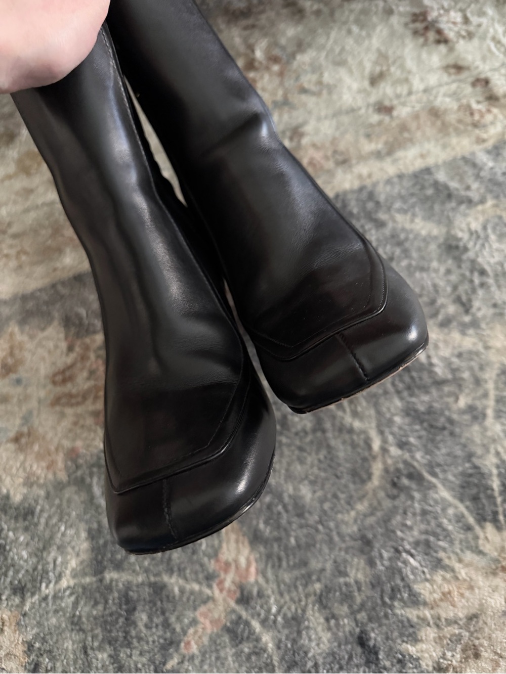 J CREW • leather apron square toe heeled boots - Picture 6 of 8